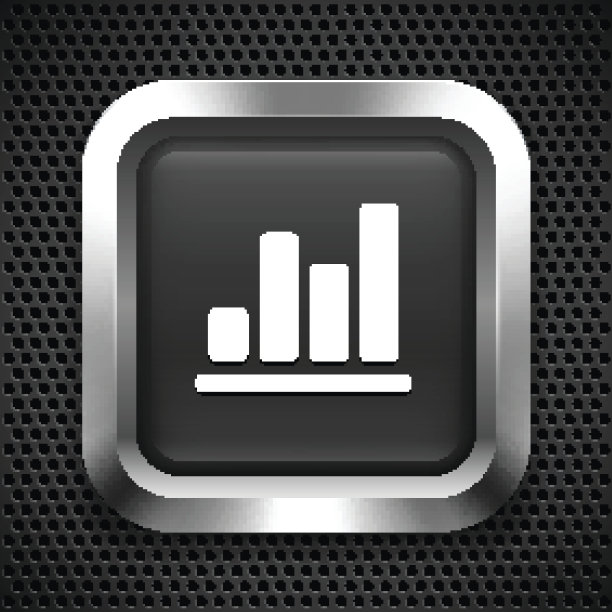 黑色方块按钮上的条形图图片下载
