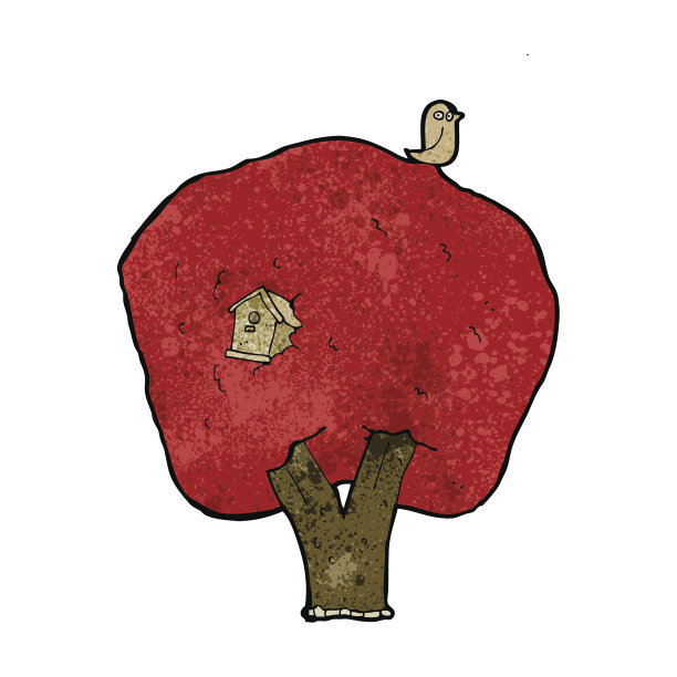 卡通树与鸟屋图片下载