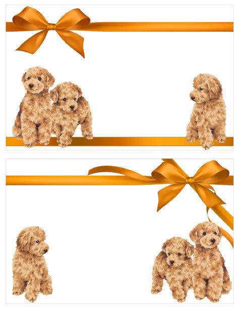 狗和丝带插图图片下载