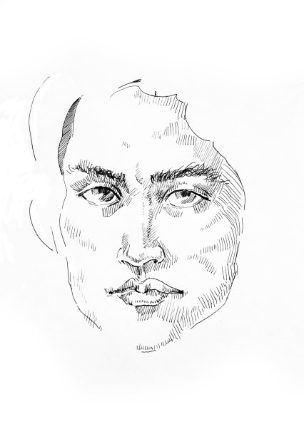 线条艺术人像的男人图片下载