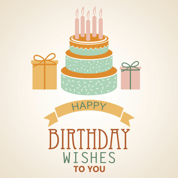 生日海报与蛋糕和丝带模板图片下载