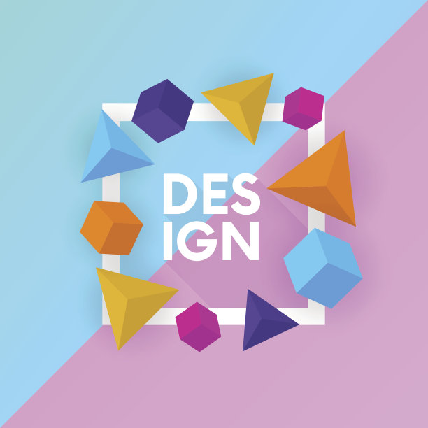 抽象的彩色背景构成与几何形状和文本框架。图片下载