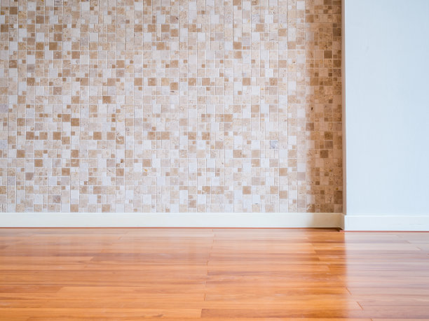 现代空室内马赛克墙与木地板图片下载