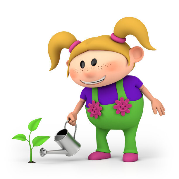 女孩浇水发芽图片下载