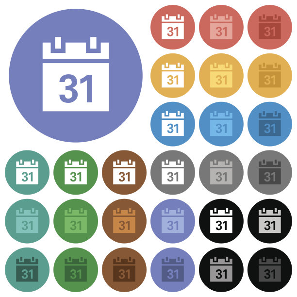 日历圆平多色图标图片下载