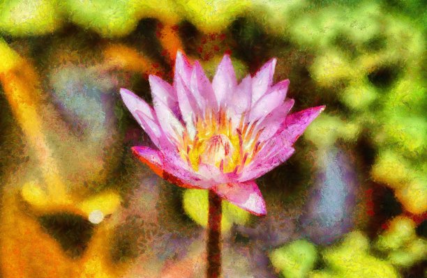 粉红水仙花印象派绘画插画图片下载