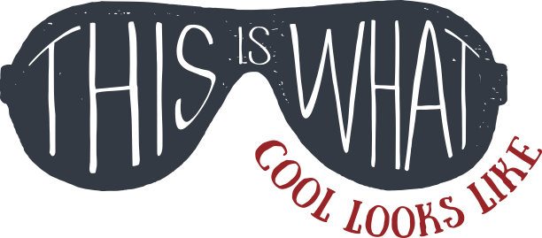 手绘90年代主题条纹太阳镜徽章矢量插画图片下载