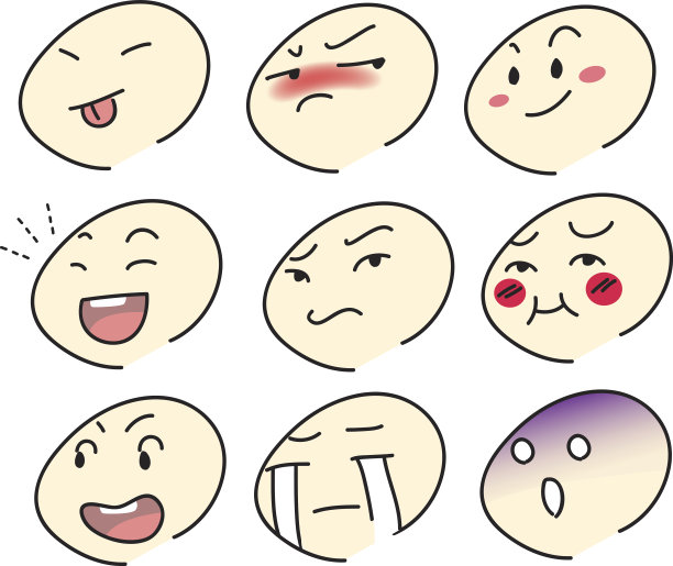 一套情感卡通脸图标，不同的情感图片下载