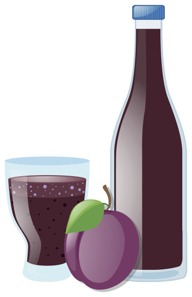 玻璃杯里的新鲜李子和果汁图片下载