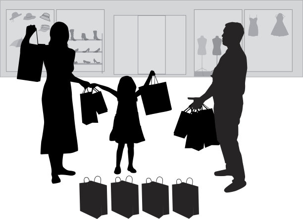 家庭购物。轮廓的概念。图片下载