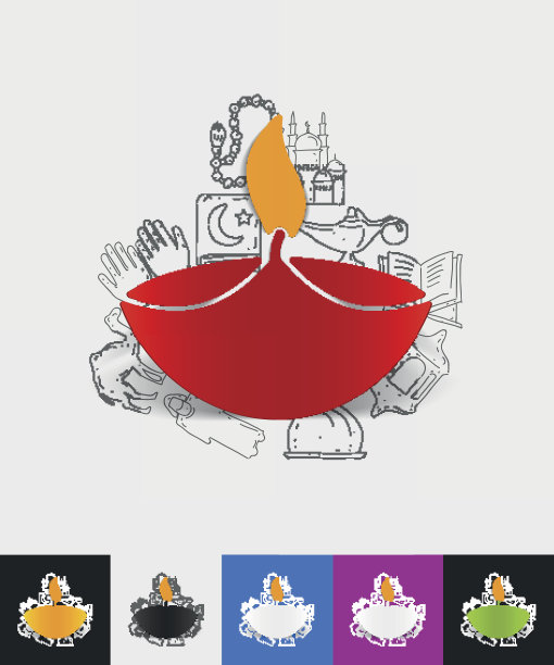 灯纸贴纸与手绘元素图片下载