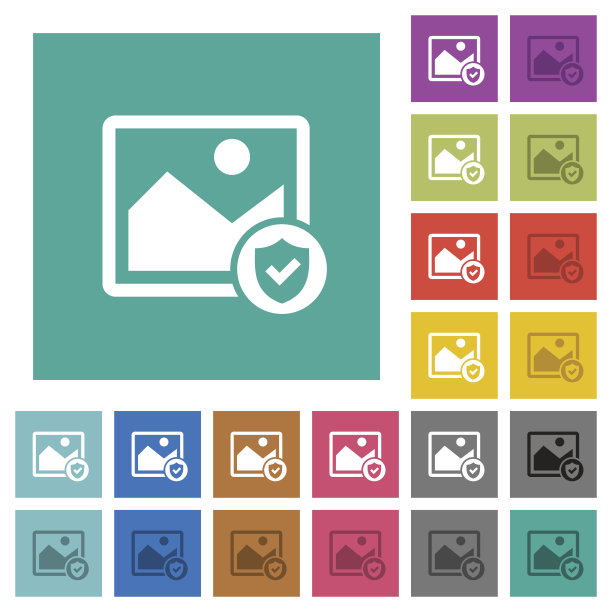 保护图像方形平面多色图标图片下载