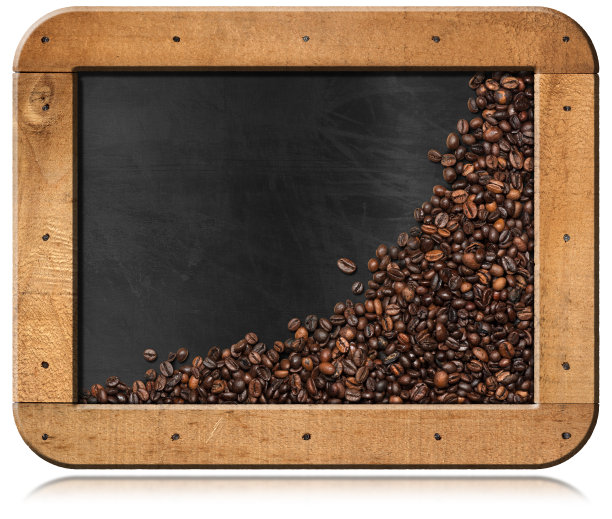 有咖啡豆和拷贝空间的黑板图片下载