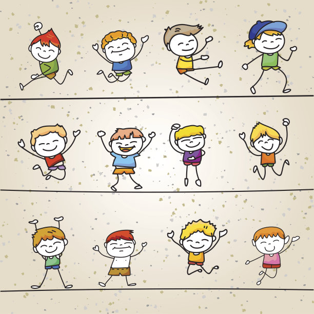一套手绘卡通概念快乐男孩玩图片下载