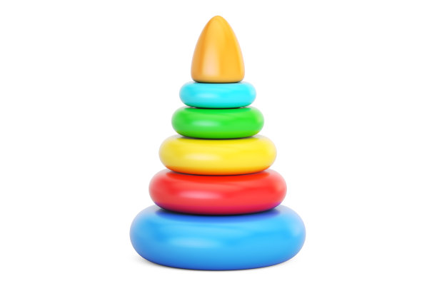 金字塔玩具特写，3D渲染孤立的白色背景图片下载