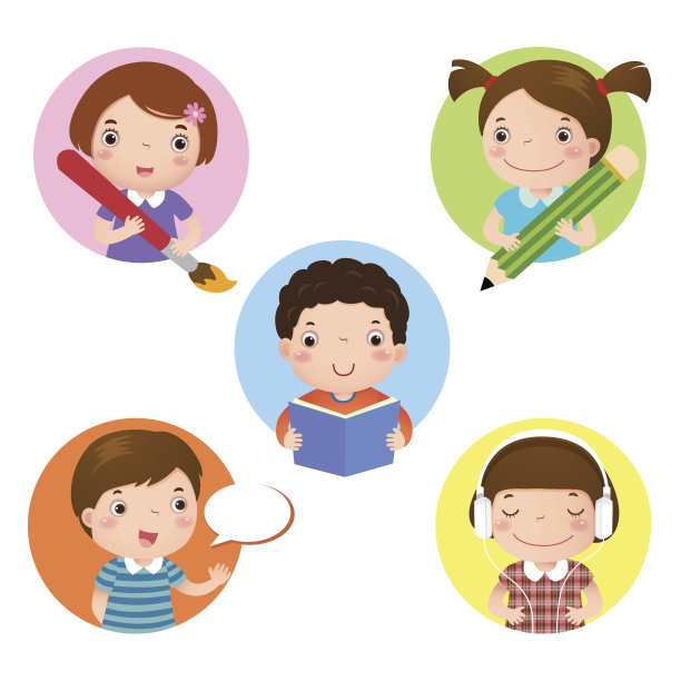 图标用于写作，绘画，阅读，口语和听力素材图片