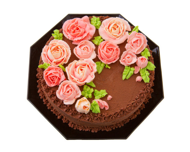 奶油玫瑰巧克力生日蛋糕图片下载