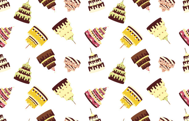 无缝模式与不同的蛋糕在一个白色的背景。矢量图图片下载