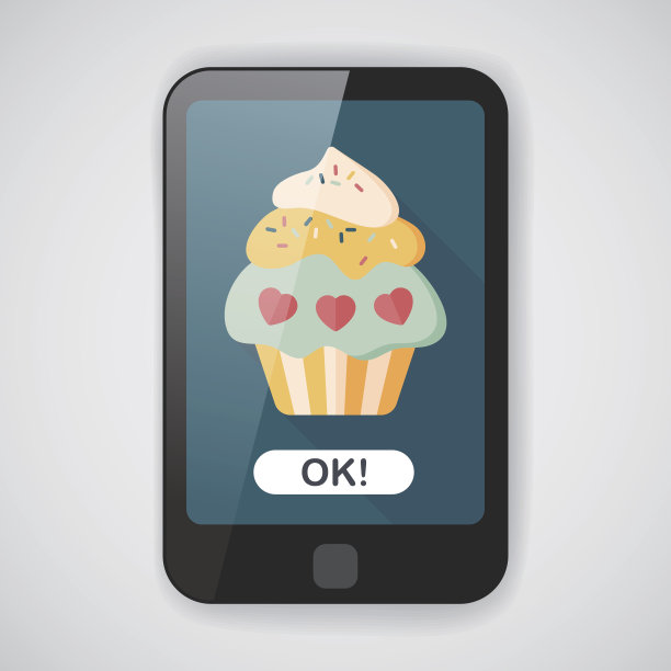 情人节纸杯蛋糕的长阴影图标，第10集图片下载