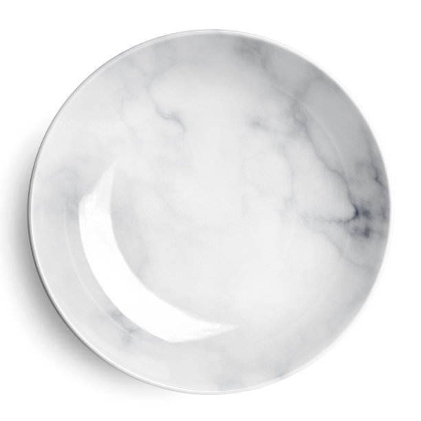 简单的白色大理石圆形瓷盘素材图片
