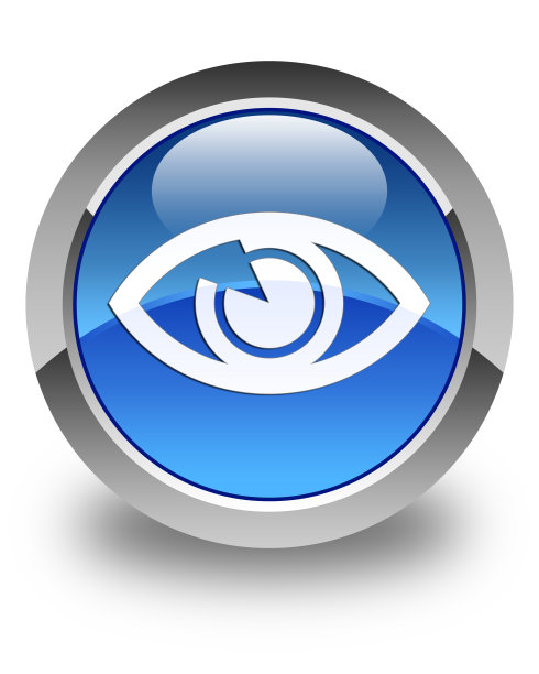 眼睛图标亮蓝色圆形按钮图片下载