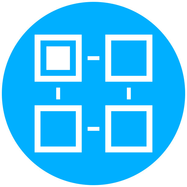 圆形按钮上的流程图图标。图片下载