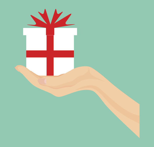 手矢量与礼盒素材图片