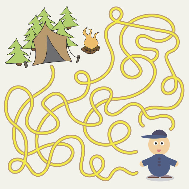 游戏模板与儿童露营-插图图片下载