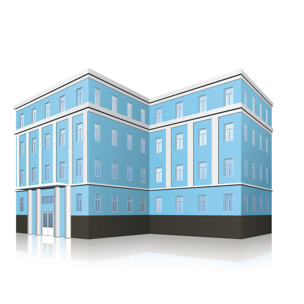 带有入口和反射的办公楼图片下载