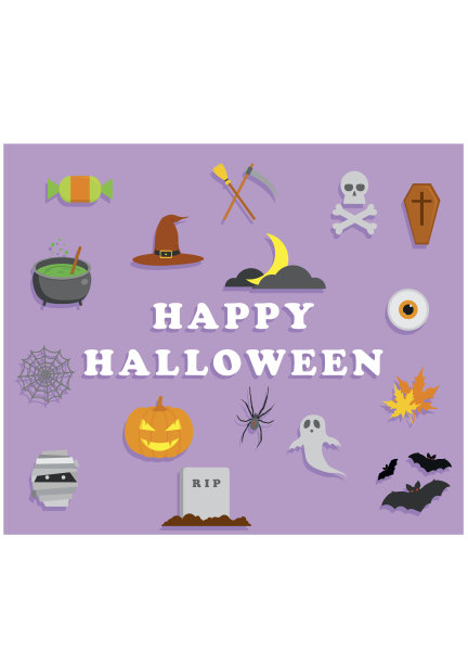 万圣节的图标。平面设计矢量插图。图片下载