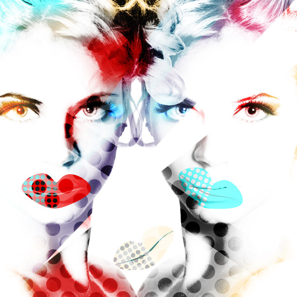 现代设计海报与一个美丽的女孩的肖像。图片下载