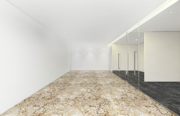 公司办公室的空房间，3d渲染室内设计，模拟插图图片下载