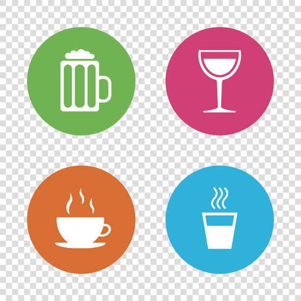 饮料的迹象。咖啡杯，啤酒杯。图片下载