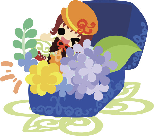 一个可爱的女孩和绣球花图片下载