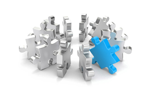 红色谜题在其他灰色谜题中。三维演示图片下载