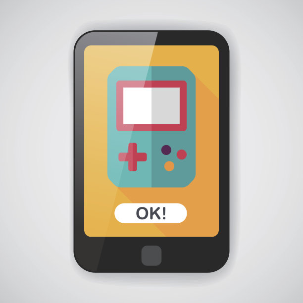 手持游戏机的长阴影的平面图标，eps10图片下载