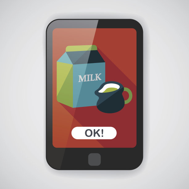 牛奶包装扁平图标与长阴影，eps10图片下载