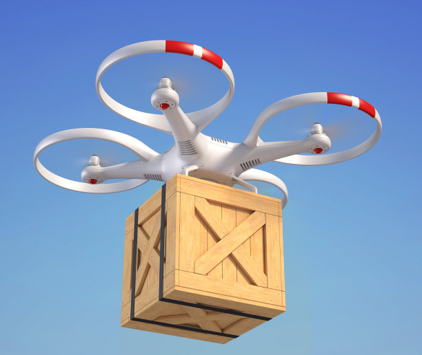 无人机与木板条箱在空中图片下载