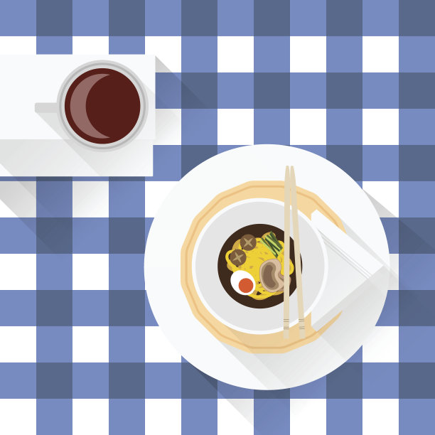 桌上有面条和咖啡图片下载