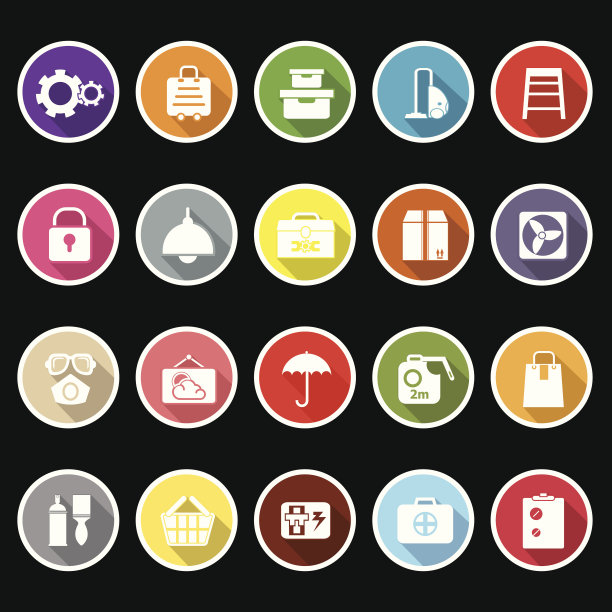 家庭存储图标与长阴影图片下载