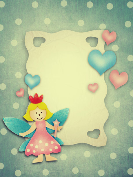 带着公主的小女孩降生通告卡。图片下载