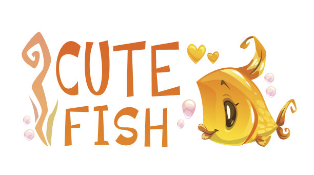 可爱的金鱼和白色背景的标语图片下载
