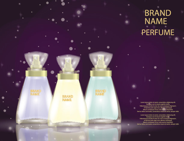 迷人的香水玻璃瓶上闪闪发光的效果背景。图片下载