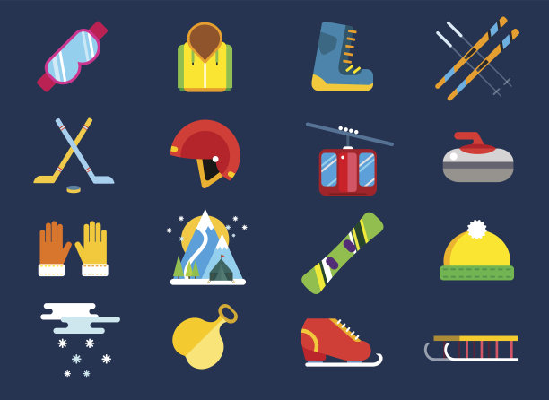 冬季运动矢量图标设置图片下载
