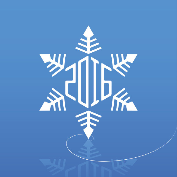 白色的雪花在冰上反射着新年的日期。图片下载