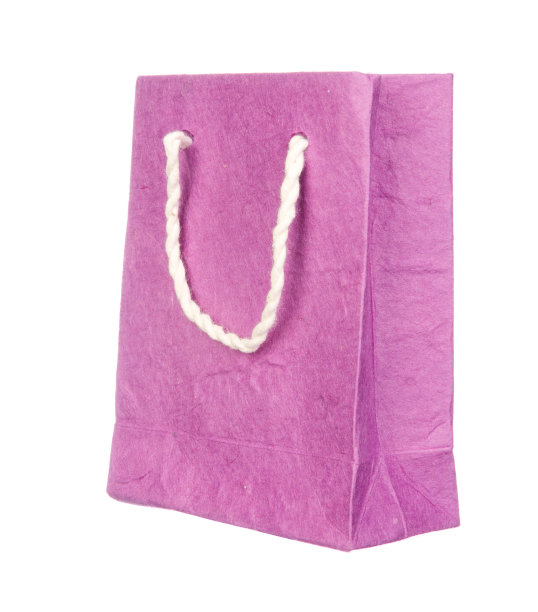 粉红色的桑树纸袋孤立在白色图片下载