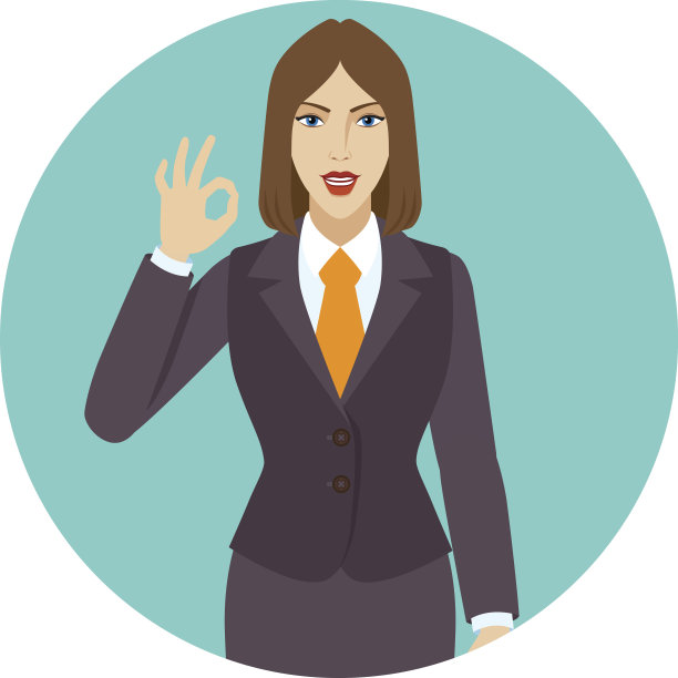 微笑的女商人展示了一个ok的手势图片下载