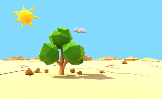 沙漠中孤独的树图片下载