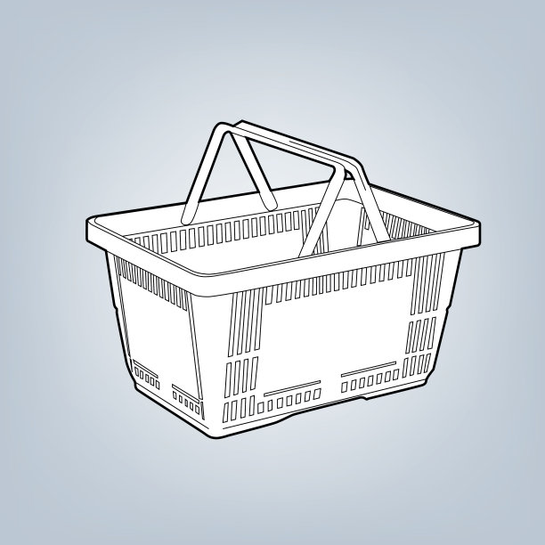 空的塑料超市篮子的素描形象图片下载