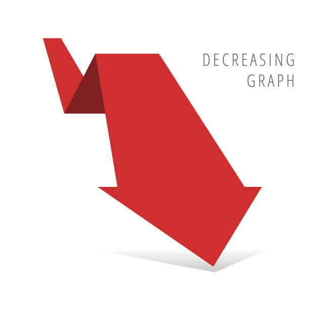 简化图概念平面插图。红色箭头表示经济衰退。图片下载